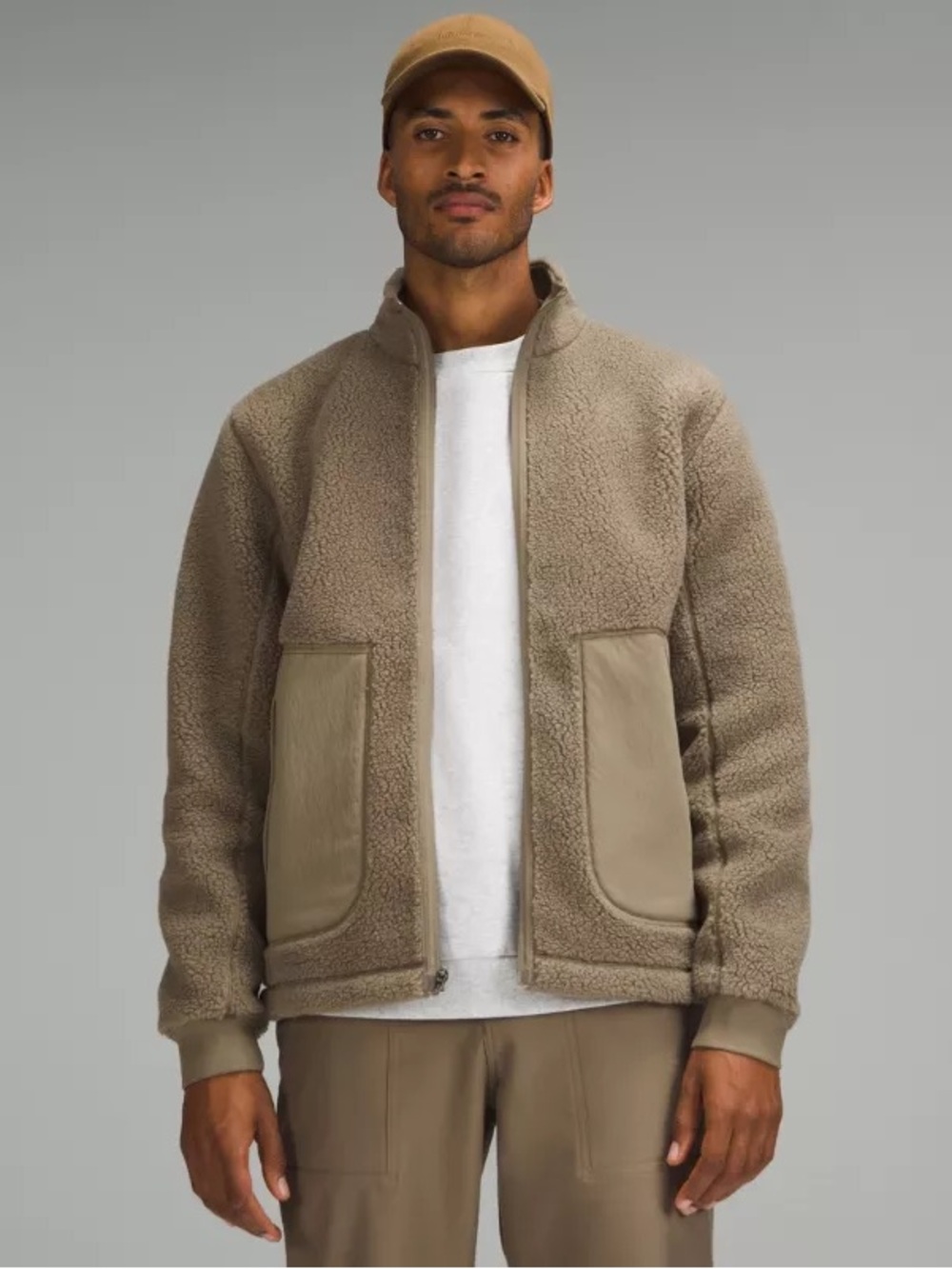 lululemon athletica Men's Taupe Zip-Up Sherpa Jacket